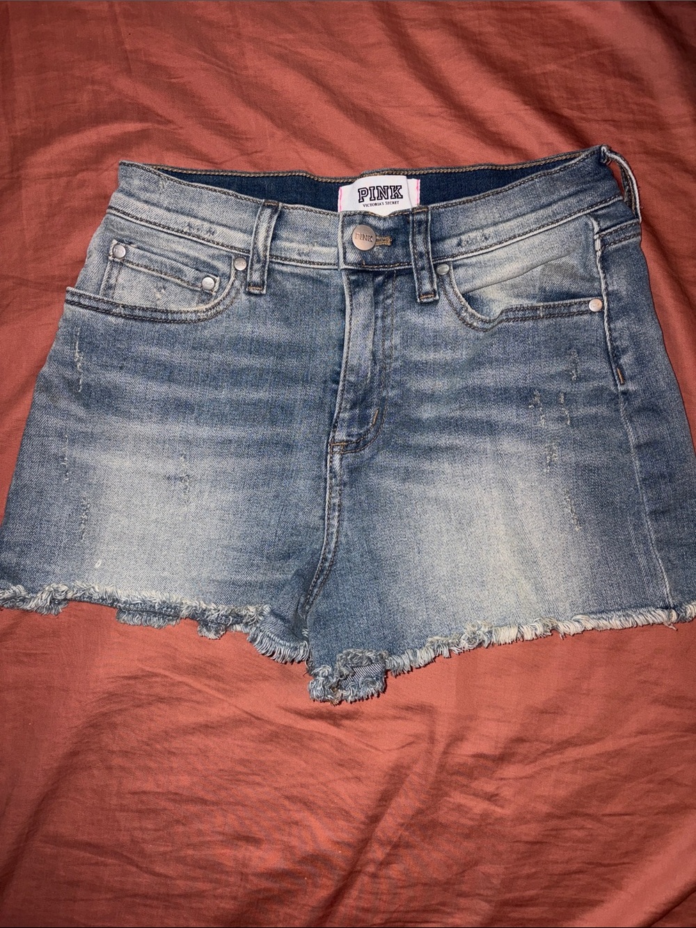 Older PINK Victoria's Secret Light Blue Distressed Denim Cutoff Shorts size 4